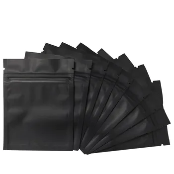 100 Pack Vôňa Dôkaz Tašky - 3 x 4 in Uzatvárateľnom Mylar Tašky Fóliový Vak Ploché Zips Uzavretie Taška Matte Black