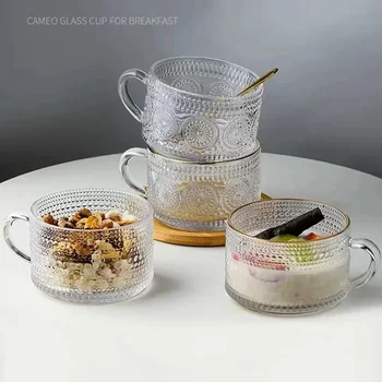 1pc/2ks Nastaviť 14 oz Vintage Plastický Sklenený Hrnček Kávy a Čaju Cup Set - Osobné Šálky na Kávu a Čaj Milovníkov