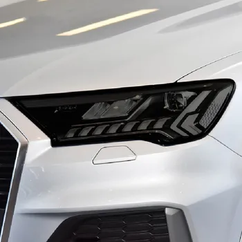2 Ks Na Audi Q7 4M 2016 2017 2018 2019 2020 Auto Svetlometu Odtieň Black Vinyl Ochranný Film Transparentné TPU Nálepky Príslušenstvo