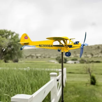 3D Rovine Vietor Spinner Záhrada Počasie Veje Kovové Lietadlo Počasie Veje Vonkajšie Strechy Smer Vetra Indikátor Počasia Lopatkových