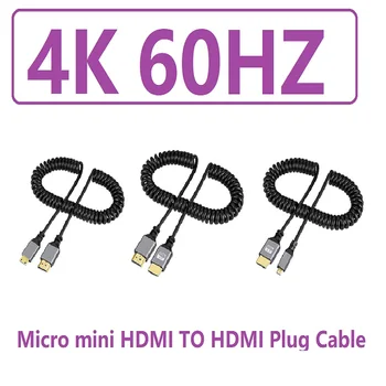 4K 60HZ HDMI Kábel 0.5-2,4 M MINI/Micro kompatibilný s HDMI-HDMI tiež vo zvitkoch Predĺženie Flexibilné Špirálové Kábel Samec Samec Konektor Kábla
