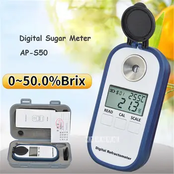 AP-S50 Digitálny Displej Cukru Meter Vysoko Presných Meracích prístrojov Cukru Refraktometer Ovocie, Sladkosti Tester 0-50.0% 5s 0.5 mL