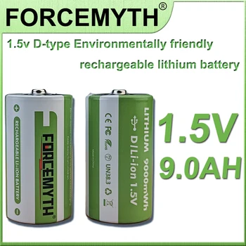 D1 lítium-iónová nabíjateľná batéria USB rýchlo charging1.5V 9000mAh typ-c pre mikrofón, zvonček, klávesnice, počkajte minútu