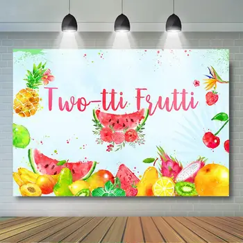 Twotti Frutti Pozadie Dievčatá V Lete Druhé Narodeniny Party Dekor Lete Akvarel Tutti Ovocná Narodeniny Pozadí Banner
